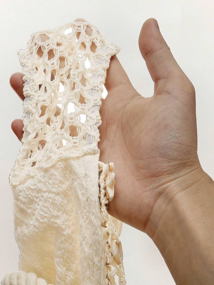 Amplova 2pcs Set: Rope, Starfish & Shell Pendant Decorated Cropped Tank Top And Mini Skirt