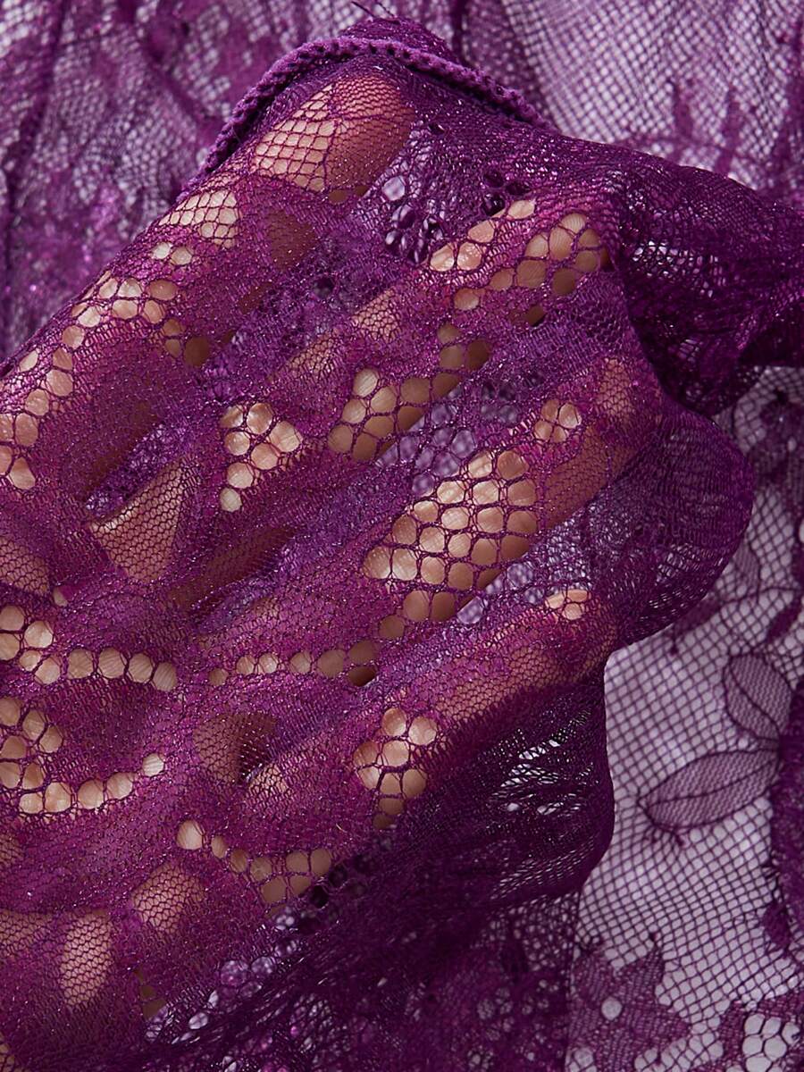 Deep V-Neck Lace Semi-Sheer Fashionable Charming Design Lingerie Set, Sexy Sleepwear For Women