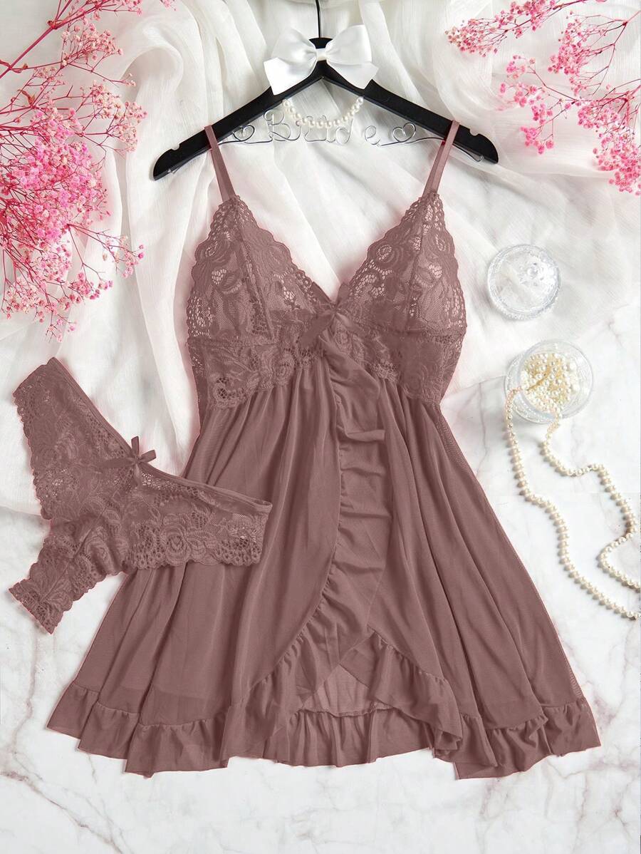 Lingerie Set For Women, Sexy Lingerie Nightgown Made Of Net Fabric, Strap Nightgown, Suitable For Home, Hotel, Valentine's Day, Sexy Nightgown,Sexy Lingerie