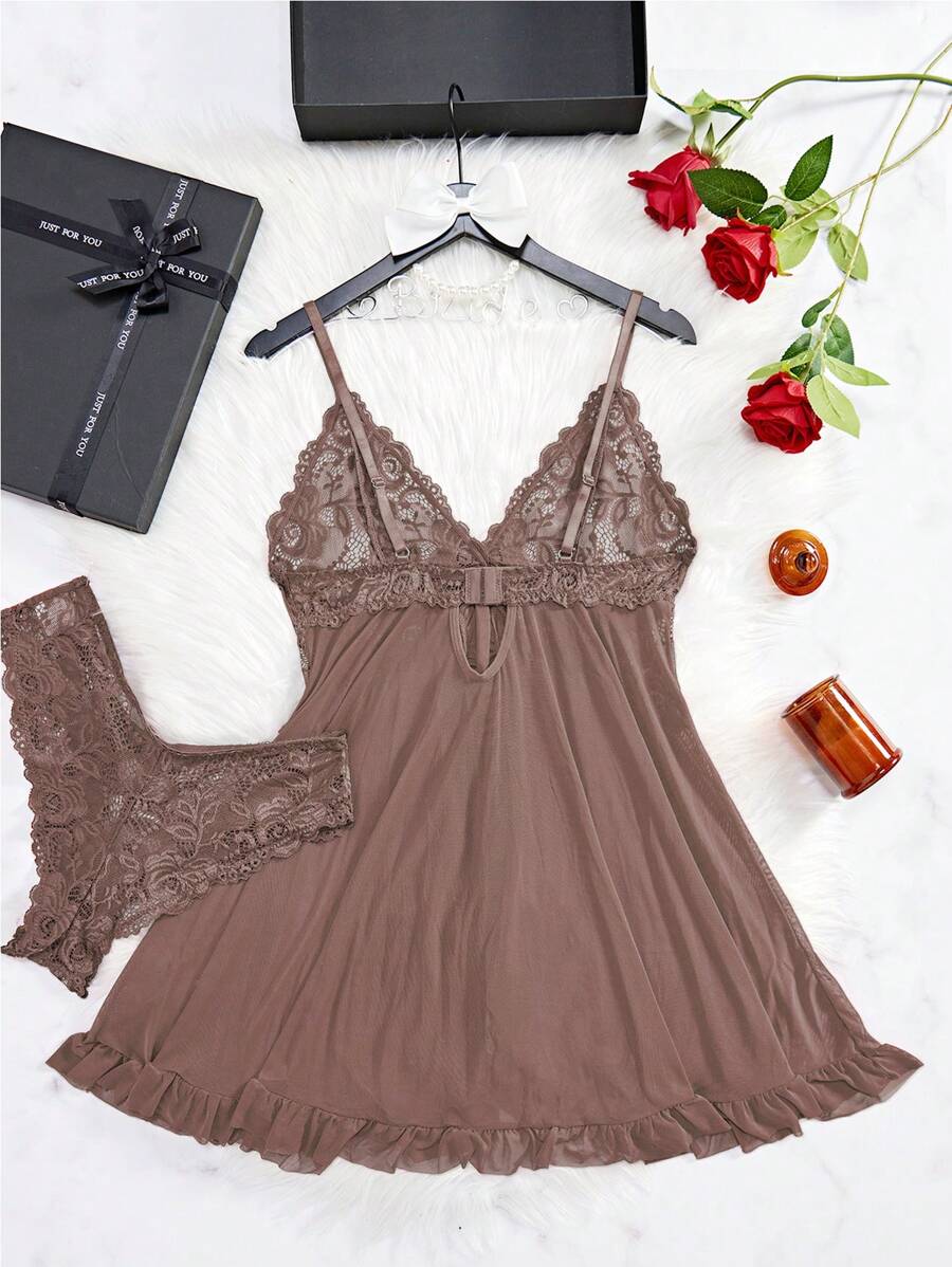 Lingerie Set For Women, Sexy Lingerie Nightgown Made Of Net Fabric, Strap Nightgown, Suitable For Home, Hotel, Valentine's Day, Sexy Nightgown,Sexy Lingerie