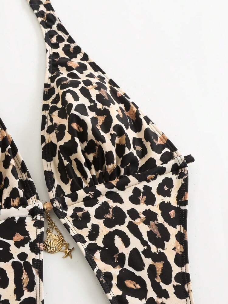 Swim SXY Sexy Leopard Print Hollow Out Monokini