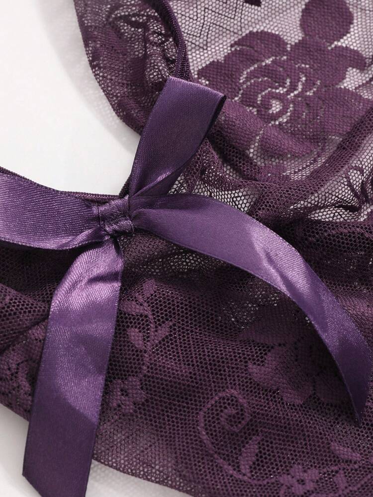 DAZY Women's Lace Halter Neck Camisole And Thong Sexy Lingerie Set