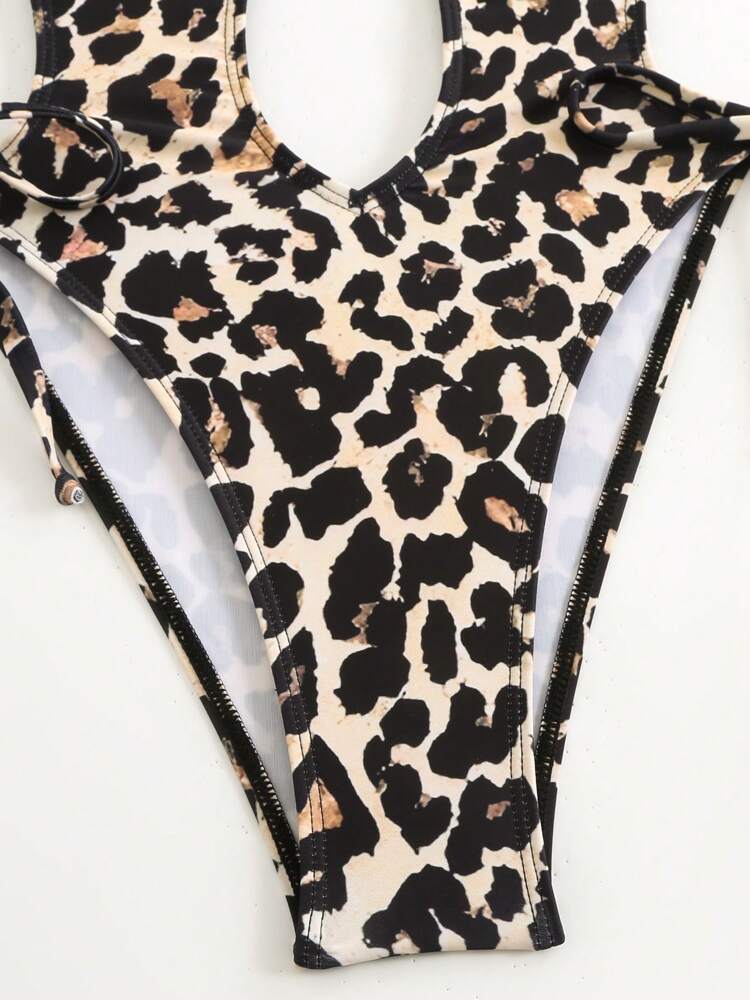 Swim SXY Sexy Leopard Print Hollow Out Monokini